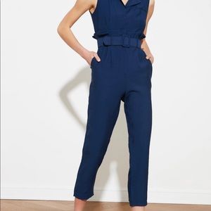 Trendyol navy blue jumpsuit with belt
